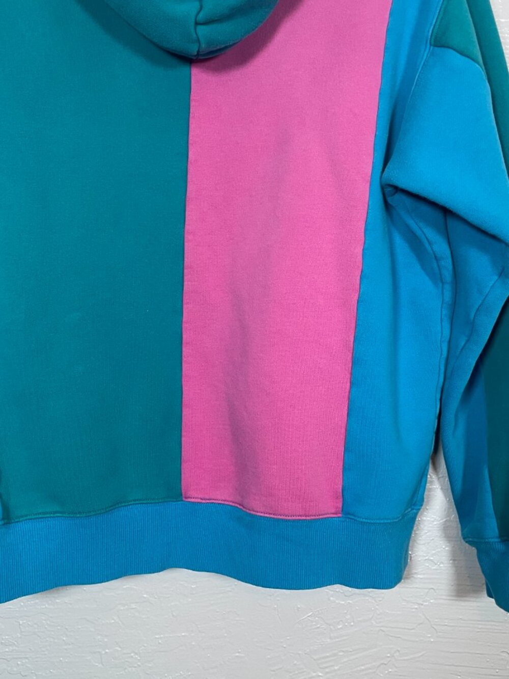 Teddy Fresh Men M Love Bubblegum Blue Pink Green Color Block Hoodie Sweatshirt - Picture 6 of 10